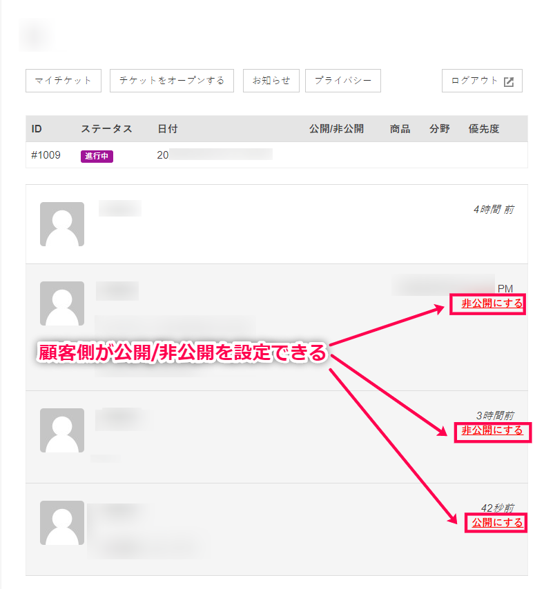 「エンドユーザーに公開/非公開フラグを表示 」