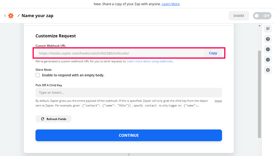 Zapier Customize Request