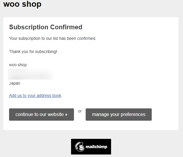 MailChimp subscribe