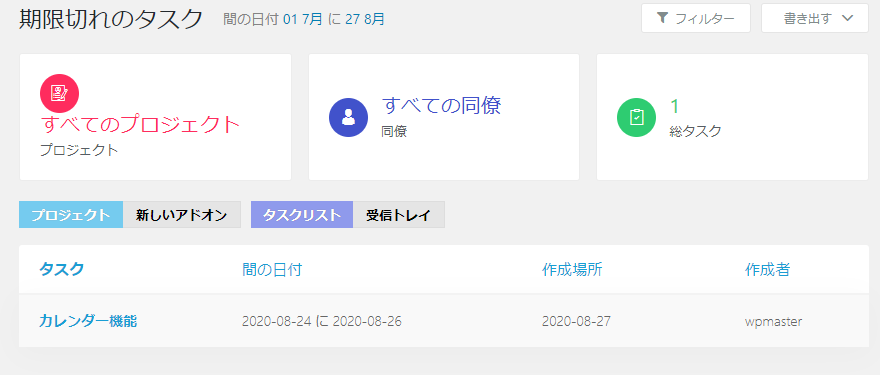 プロジェクトマネージャ｜期限切れのタスク｜全体表示